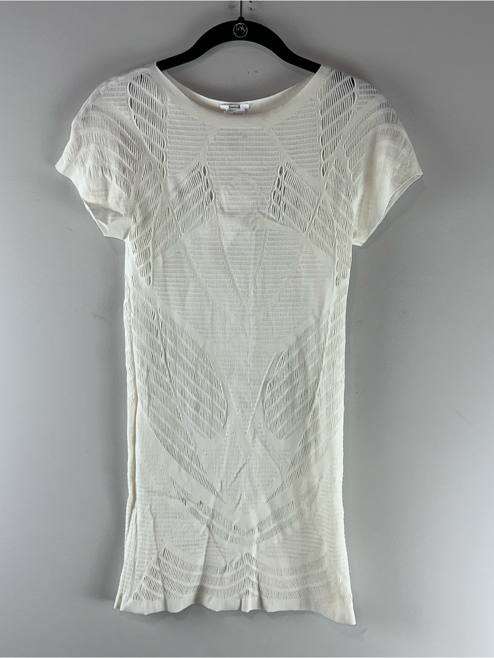 Wolford Net Lace White Shirt Laser Cut Tunic Top Size M